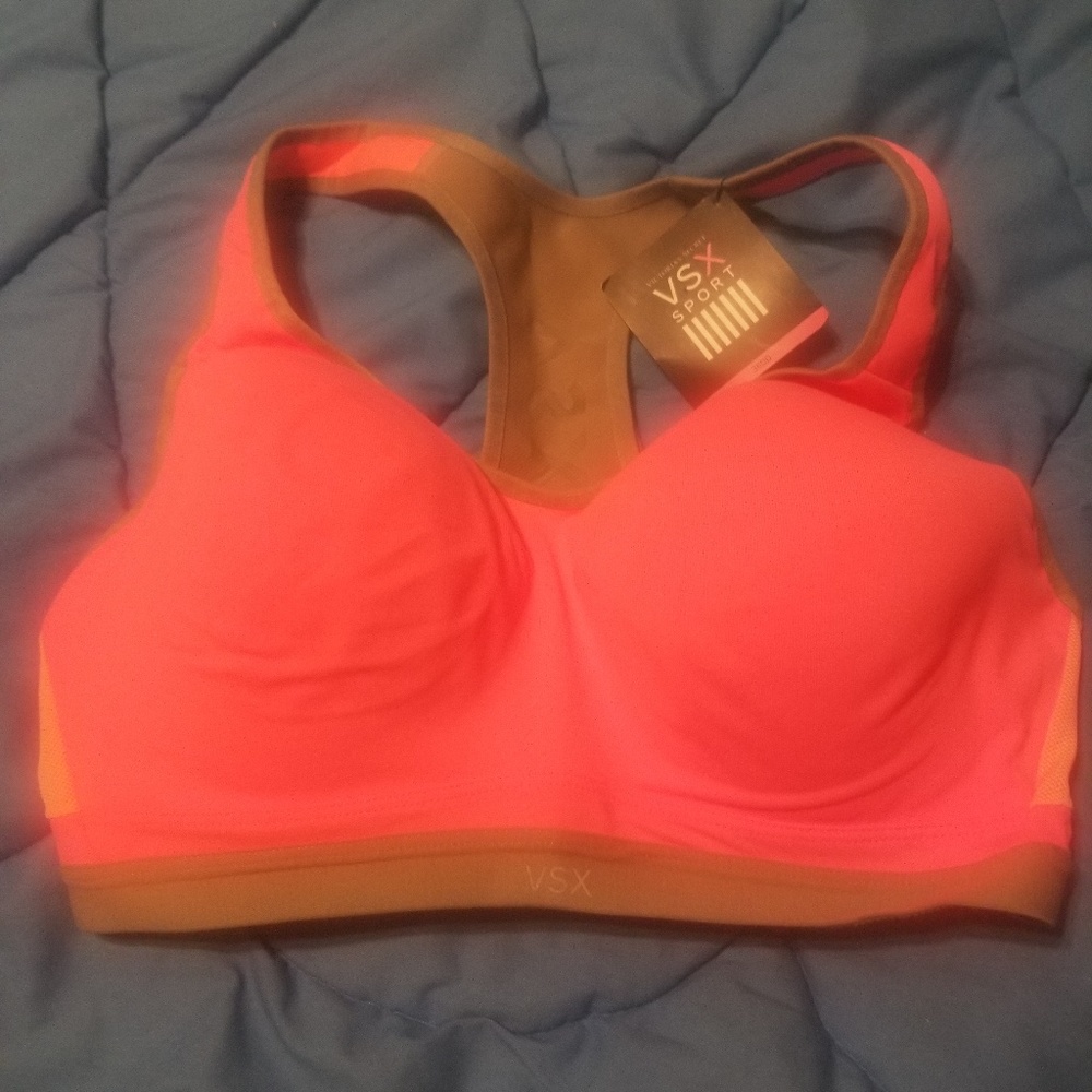Victoria Secret VSX Sports Bra Orange 36DD NWT